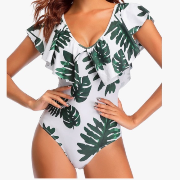 Tempt Me one piece NWT swimsuit shoulder ruffled Large - Picture 1 of 6